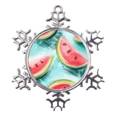 Watermelon Fruit Juicy Summer Heat Metal Large Snowflake Ornament