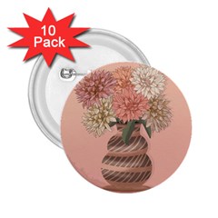 Flowers Vase Rose Plant Vintage 2 25  Buttons (10 Pack)  by uniart180623