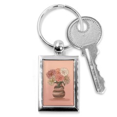 Flowers Vase Rose Plant Vintage Key Chain (rectangle) by uniart180623