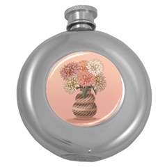 Flowers Vase Rose Plant Vintage Round Hip Flask (5 Oz) by uniart180623