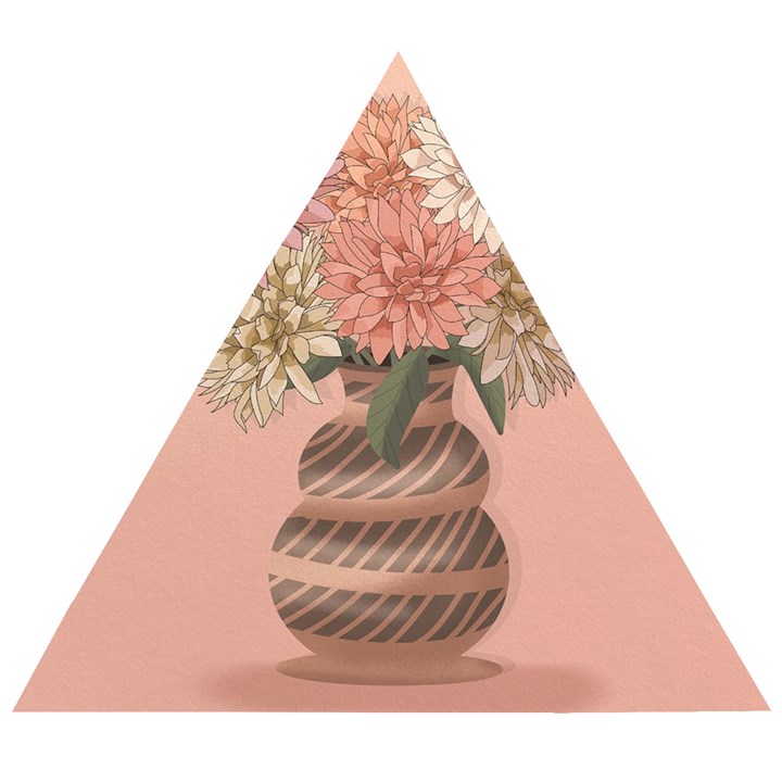 Flowers Vase Rose Plant Vintage Wooden Puzzle Triangle