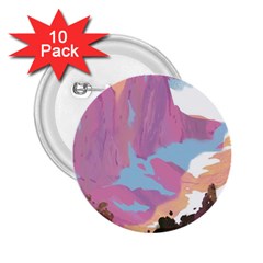 Pink Mountains Grand Canyon Psychedelic Mountain 2 25  Buttons (10 Pack)  by uniart180623