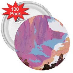 Pink Mountains Grand Canyon Psychedelic Mountain 3  Buttons (100 Pack)  by uniart180623