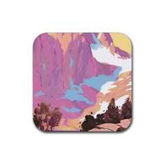 Pink Mountains Grand Canyon Psychedelic Mountain Rubber Coaster (square) by uniart180623