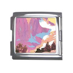 Pink Mountains Grand Canyon Psychedelic Mountain Mega Link Italian Charm (18mm) by uniart180623