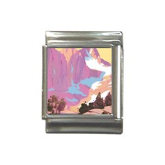 Pink Mountains Grand Canyon Psychedelic Mountain Italian Charm (13mm) by uniart180623