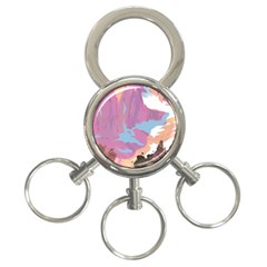 Pink Mountains Grand Canyon Psychedelic Mountain 3-ring Key Chain by uniart180623