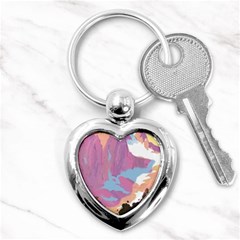 Pink Mountains Grand Canyon Psychedelic Mountain Key Chain (heart) by uniart180623