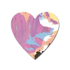 Pink Mountains Grand Canyon Psychedelic Mountain Heart Magnet by uniart180623