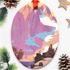 Pink Mountains Grand Canyon Psychedelic Mountain Oval Ornament (two Sides) by uniart180623