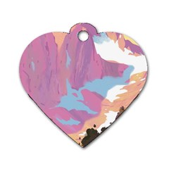 Pink Mountains Grand Canyon Psychedelic Mountain Dog Tag Heart (one Side) by uniart180623