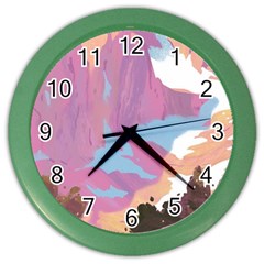 Pink Mountains Grand Canyon Psychedelic Mountain Color Wall Clock by uniart180623