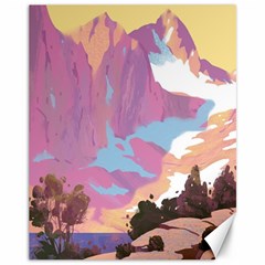 Pink Mountains Grand Canyon Psychedelic Mountain Canvas 11  X 14  by uniart180623