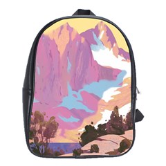 Pink Mountains Grand Canyon Psychedelic Mountain School Bag (large) by uniart180623