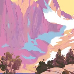 Pink Mountains Grand Canyon Psychedelic Mountain Play Mat (square) by uniart180623