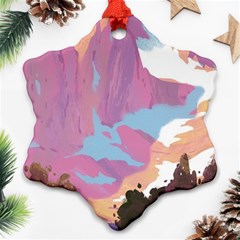 Pink Mountains Grand Canyon Psychedelic Mountain Ornament (snowflake) by uniart180623