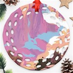 Pink Mountains Grand Canyon Psychedelic Mountain Round Filigree Ornament (Two Sides) Front