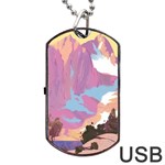 Pink Mountains Grand Canyon Psychedelic Mountain Dog Tag USB Flash (Two Sides) Front