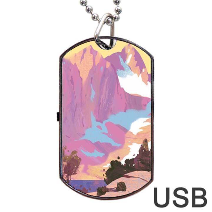 Pink Mountains Grand Canyon Psychedelic Mountain Dog Tag USB Flash (Two Sides)