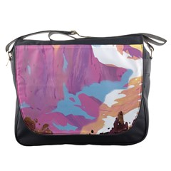 Pink Mountains Grand Canyon Psychedelic Mountain Messenger Bag by uniart180623