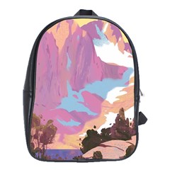 Pink Mountains Grand Canyon Psychedelic Mountain School Bag (xl) by uniart180623