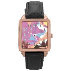 Pink Mountains Grand Canyon Psychedelic Mountain Rose Gold Leather Watch  by uniart180623