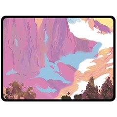 Pink Mountains Grand Canyon Psychedelic Mountain Two Sides Fleece Blanket (large) by uniart180623