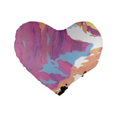 Pink Mountains Grand Canyon Psychedelic Mountain Standard 16  Premium Flano Heart Shape Cushions by uniart180623