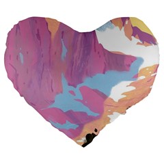 Pink Mountains Grand Canyon Psychedelic Mountain Large 19  Premium Flano Heart Shape Cushions by uniart180623