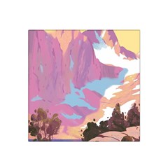 Pink Mountains Grand Canyon Psychedelic Mountain Satin Bandana Scarf 22  X 22  by uniart180623