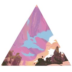 Pink Mountains Grand Canyon Psychedelic Mountain Wooden Puzzle Triangle by uniart180623