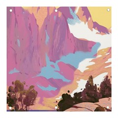 Pink Mountains Grand Canyon Psychedelic Mountain Banner And Sign 3  X 3  by uniart180623