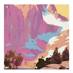 Pink Mountains Grand Canyon Psychedelic Mountain Banner And Sign 4  X 4  by uniart180623