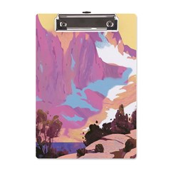 Pink Mountains Grand Canyon Psychedelic Mountain A5 Acrylic Clipboard by uniart180623