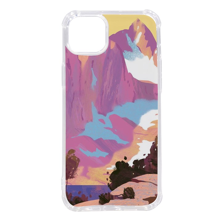 Pink Mountains Grand Canyon Psychedelic Mountain iPhone 14 Plus TPU UV Print Case