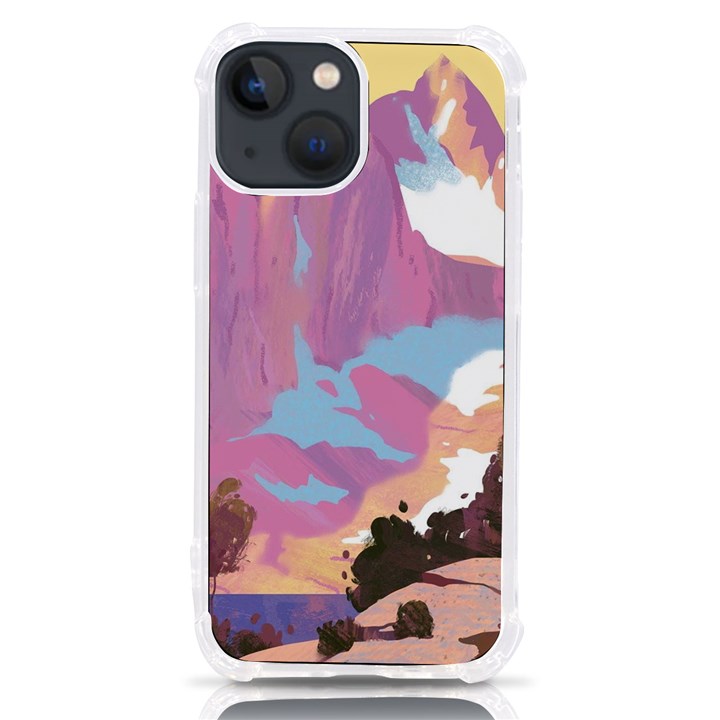 Pink Mountains Grand Canyon Psychedelic Mountain iPhone 13 mini TPU UV Print Case