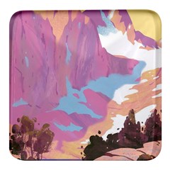 Pink Mountains Grand Canyon Psychedelic Mountain Square Glass Fridge Magnet (4 Pack) by uniart180623