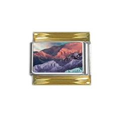 Adventure Psychedelic Mountain Gold Trim Italian Charm (9mm) by uniart180623