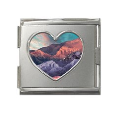 Adventure Psychedelic Mountain Mega Link Heart Italian Charm (18mm) by uniart180623