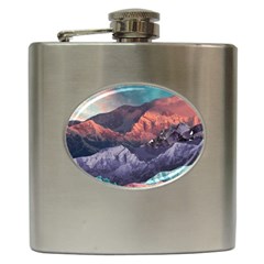 Adventure Psychedelic Mountain Hip Flask (6 Oz) by uniart180623