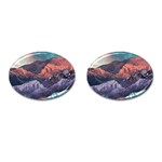 Adventure Psychedelic Mountain Cufflinks (Oval) Front(Pair)