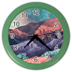 Adventure Psychedelic Mountain Color Wall Clock by uniart180623