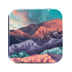 Adventure Psychedelic Mountain Square Metal Box (black) by uniart180623