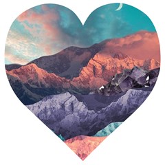 Adventure Psychedelic Mountain Wooden Puzzle Heart by uniart180623