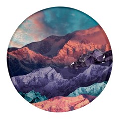 Adventure Psychedelic Mountain Round Glass Fridge Magnet (4 Pack)