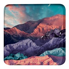 Adventure Psychedelic Mountain Square Glass Fridge Magnet (4 Pack)