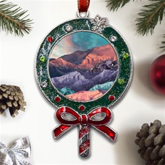 Adventure Psychedelic Mountain Metal X mas Lollipop With Crystal Ornament