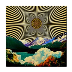 Surreal Art Psychadelic Mountain Tile Coaster by uniart180623