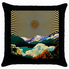 Surreal Art Psychadelic Mountain Throw Pillow Case (black) by uniart180623