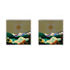 Surreal Art Psychadelic Mountain Cufflinks (square) by uniart180623